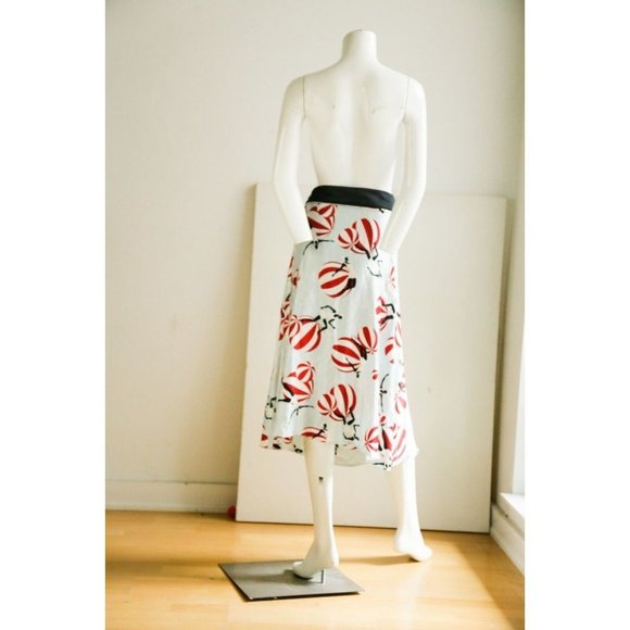 Novelty Print 1920s Swimmers Silk Boas Cut  Midi Skirt M - Picture 6 of 8